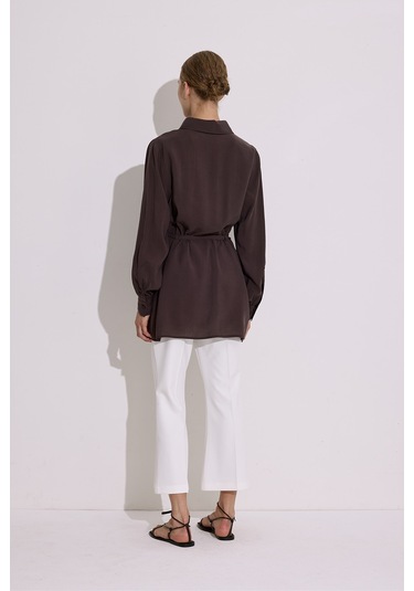 Modal Kemerli Gömlek Acı Kahve Acı Kahve