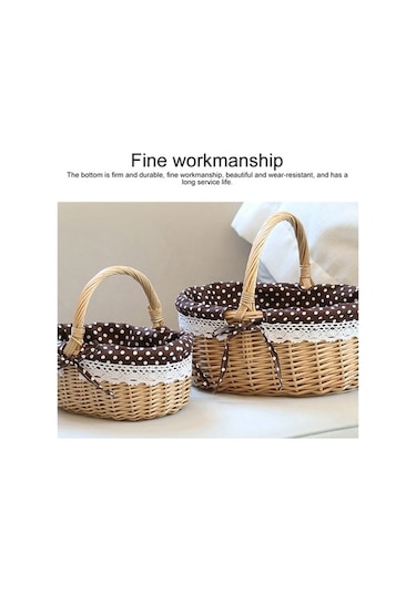 Pazly Cbtx Willow Portable Picnic Basket With Straw, S - Eco-friendly Design, Yolk Pot Included Ahşap