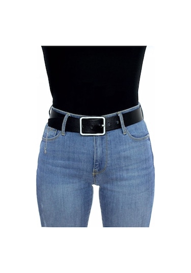 Livize Hakiki Deri Kadın Kemeri 4 Cm Siyah