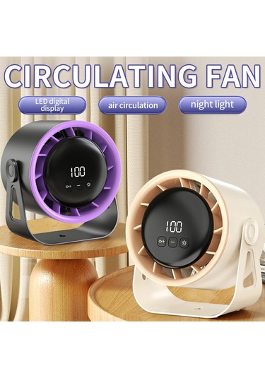 100 Hız Ayarlanabilir Masa Vantilatörü Dijital Ekranlı Duvara Monte Ortam Işıklı Vantilatör Ce Sertifikalı - Beyaz Beyaz