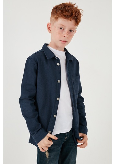 Lela Pamuklu Tek Cepli Düz Yaka Erkek Çocuk Gömlek Cf24W129140G Lacivert