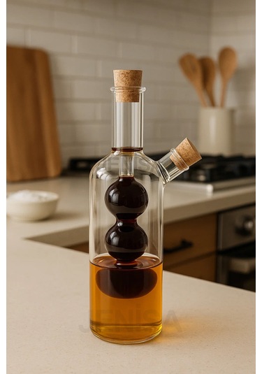 Üç Bölmeli Çift Hazneli Cam Yağdanlık & Sirkelik 260 Ml Zarif Tasarım Şeffaf