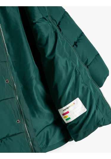 Koton Şişme Mont Kapşonlu Cep Detaylı Yeşil 5wkb00008tw Yeşil