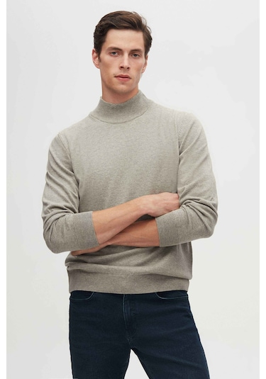 Ds Damat Regular Fit Gri Pamuk Karışımlı Yarım Balıkçı Triko Kazak 5hf06ort16275 Gri