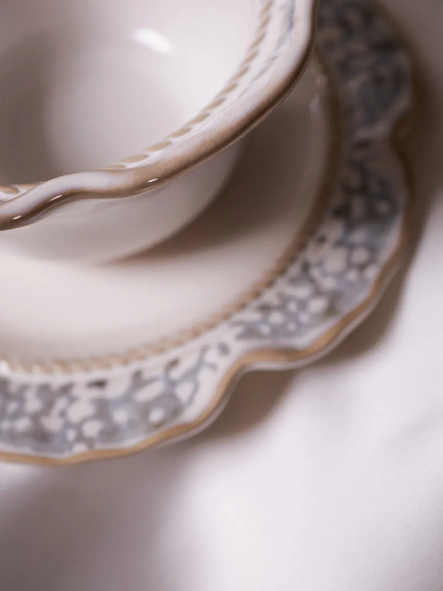 Aberu Shop Vintage Çay/kahve Takımı - Fincan Ve Kesesi Seti 220 Ml 356730483 Mavi Topaz