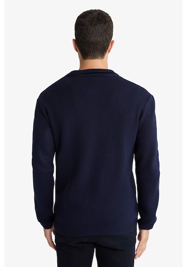 Defacto Standart Fit Dik Yaka Fermuarlı Triko Hırka C8158ax25aunv64 Lacivert