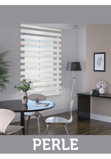 Br Perle Pliseli Ekru Renk Zebra Perde Yüksek Kalite Alüminyum Kasa Ekru