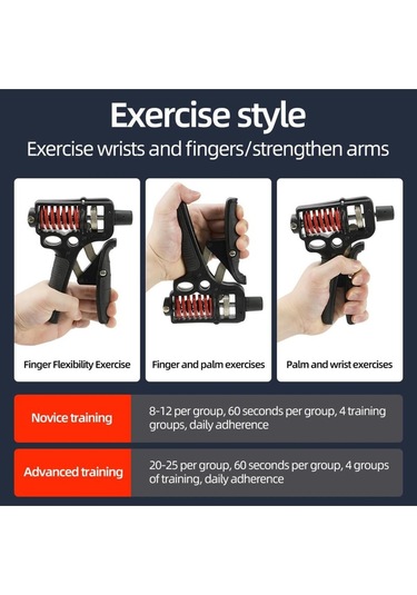 5-165kg Sayaçlı Ayarlanabilir El & Bilek Güçlendirici Profesyonel Kol Ve Kavrama Egzersiz Aleti Cks-108n Siyah