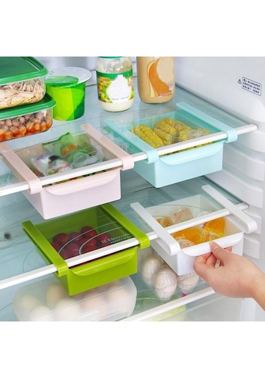 Yeşil Slayt Mutfak Buzdolabı Dondurucu Space Saver Organizatör Depolama Raf Raf Tutucu