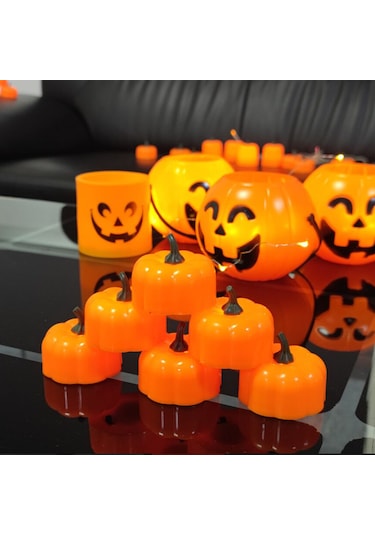 12 Parça Cadılar Bayramı Dekorasyon Aksesuarları Atmosfer Düzeni Led Elektronik Işıklar Simülasyonu Aydınlık Balkabağı Işıkları Çok Renkli