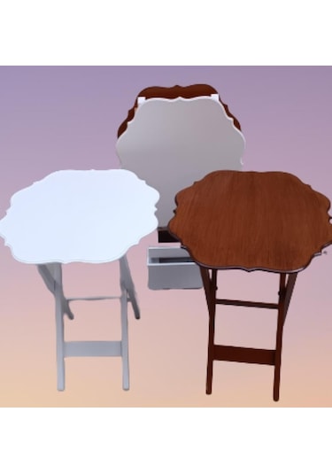 1448bng90092çanta Zigon Sehpa Yonca Dörtlü Model Ahşap Mdf Ceviz Ve Beyaz Renk Uyum El Yapım