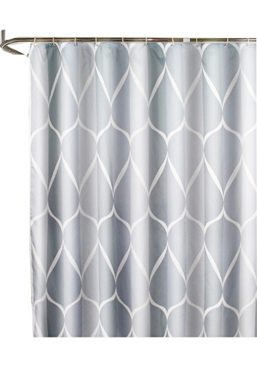 Shineyee Banyo İçin Su Geçirmez 200x200 Cm Kalın Poliester Perde - Basit Damla Desenli 1 Adet + 12 Adet İğne Gri
