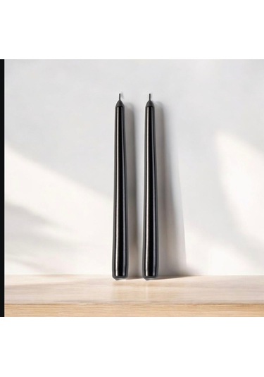 Denic 2 li Siyah Şamdan Mum Konik Mum