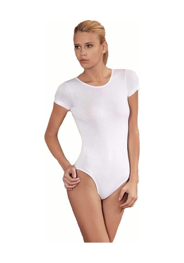 6 Adet Şahinler Bayan Bisiklet Yaka Kısa Kollu Çıtçıtlı Body B860 Beyaz