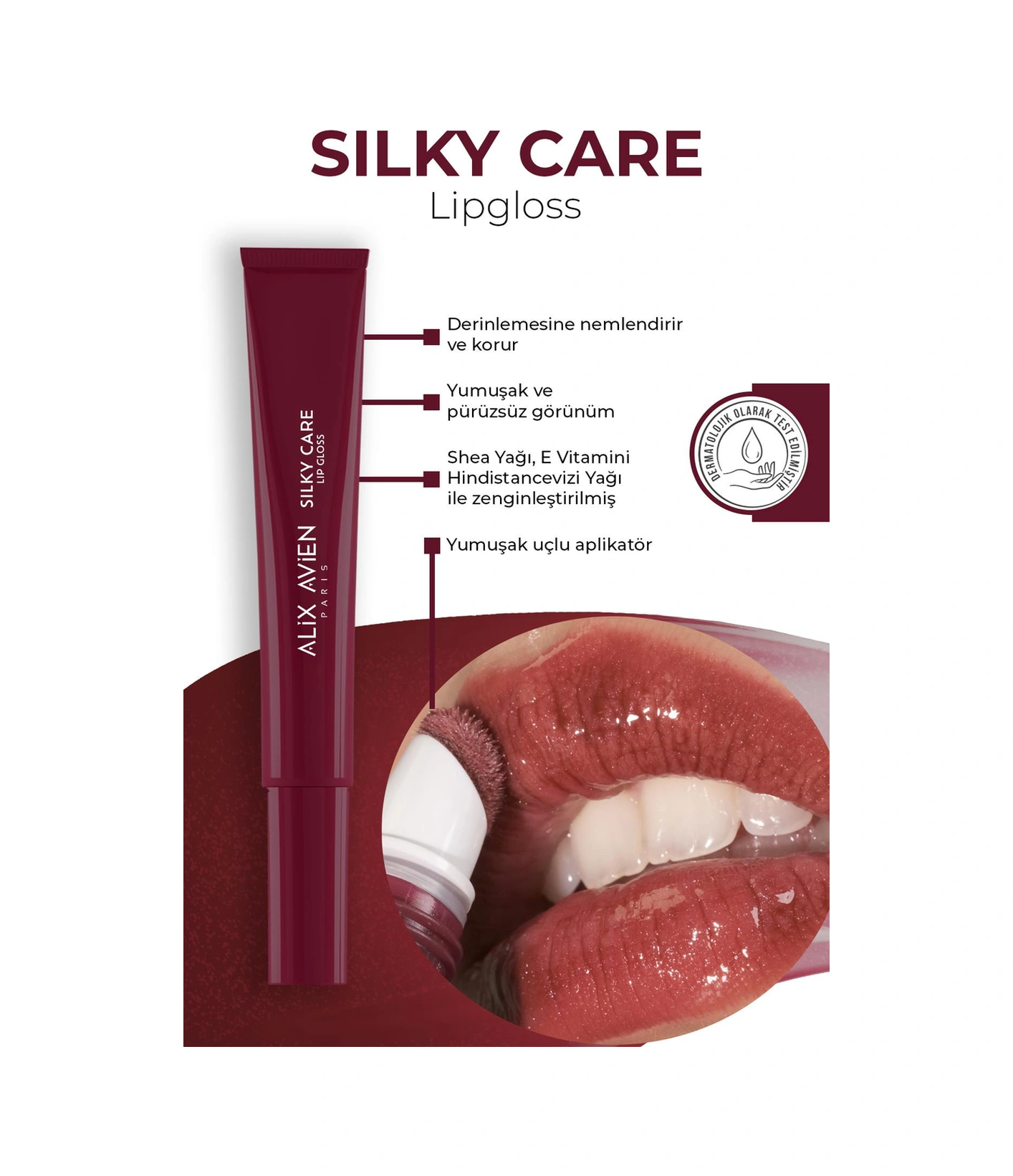 Alix Avien Dolgun Gürünüm Ve Nemlendirici Etkili Dudak Parlatıcısı Silky Care Lipgloss 310 Cherry Mauve