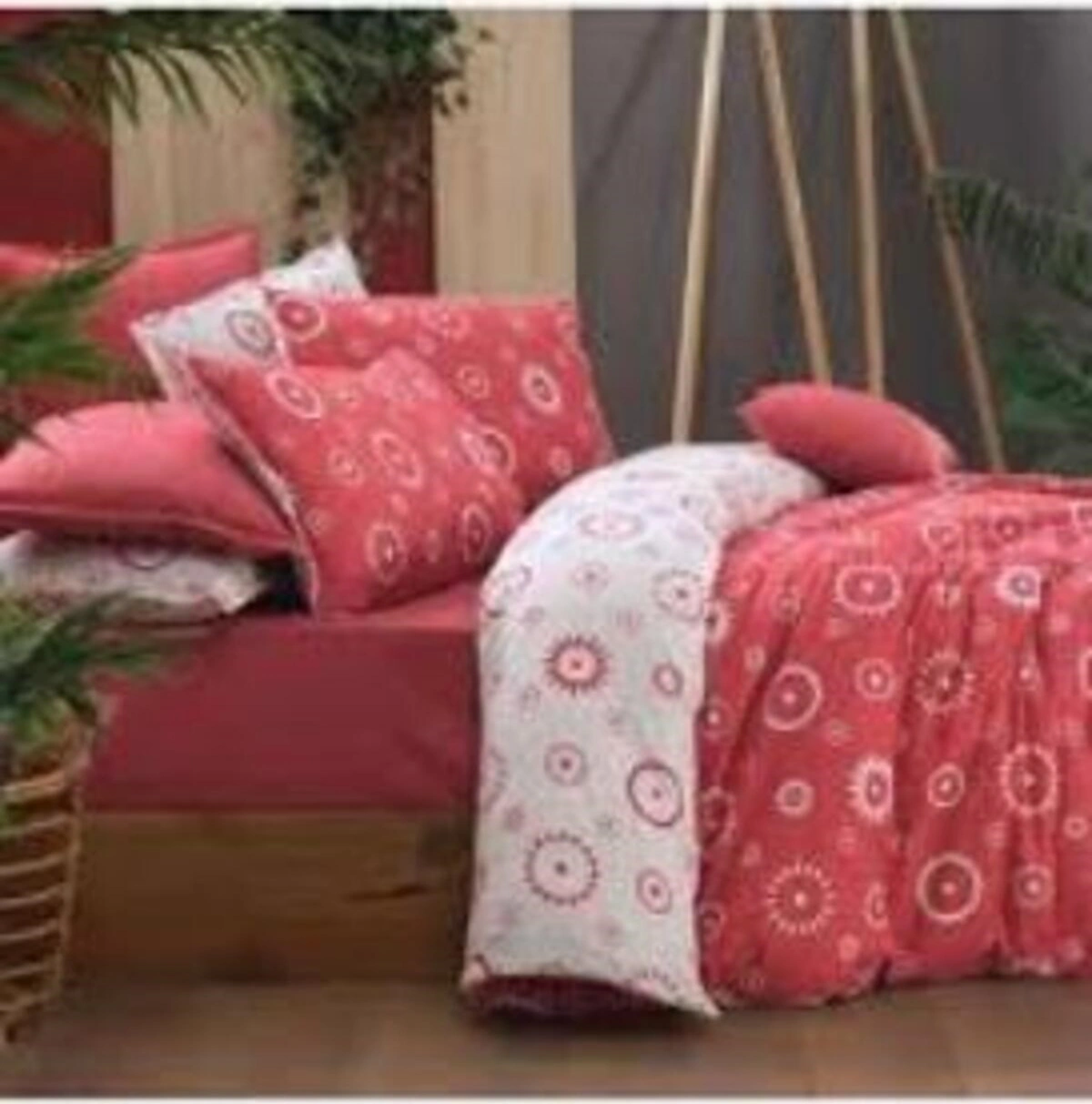 Merlot Fancy Poplin Pamuk King Size Nevresim Takımı Kırmızı