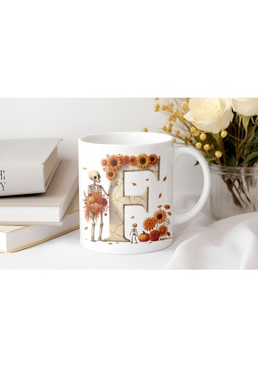 F Harfi Pembe Kareli Kalpli Göz Emojili Kupa Bardak Eğlenceli Kareli Tasarım Kahve Çay Kupası Beyaz