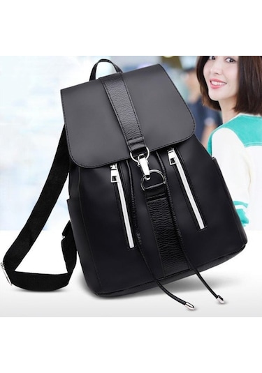 Yogodlns Kadın Sırt Çantası Tiki Tarzı Su Geçirmez Sırt Çantaları Metal Halka Fermuarlı Sırt Çantaları Siyah