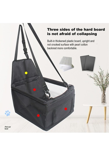 Geeroyoo Araç İçi Kullanım İçin Su Geçirmez Çıkarılabilir Kedi Ve Köpek Taşıma Yatağı - Siyah Ayak İzi Desenli