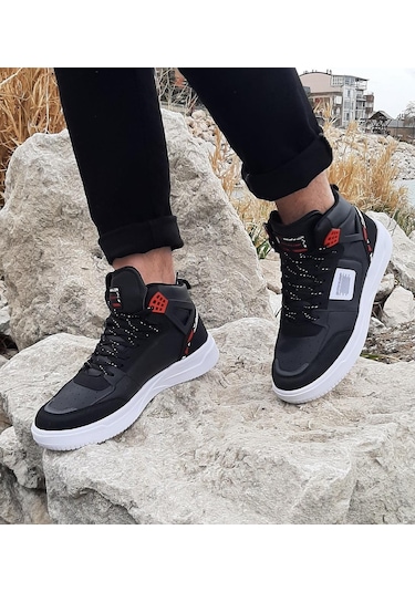 Dunlop 2238 Siyah-Kırmızı, Fuspetli Ortapedik Boğazlı Basket Spor Ayakkabı AYKSAYAK-000492