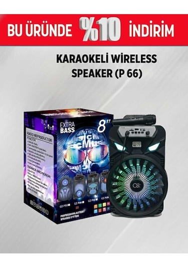 Karaokeli Mikrofon  8 İnç Dev Bluetooth Hoparlör