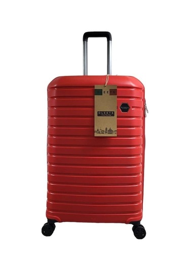 Oleets Büyük Boy Polipropilen Süper Esnek Kırılmaz Tekerlekli Valiz Bavul Kırmızı Kırmızı