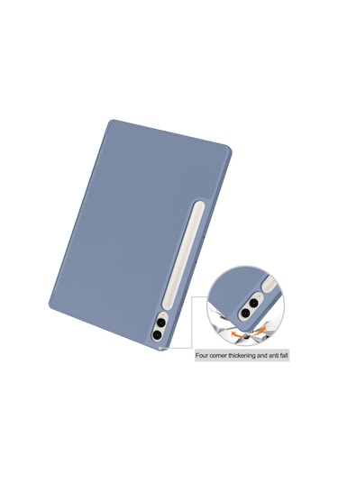 Samsung Uyumlu Galaxy Tab S9 Fe Kılıf Üç Katlı Stand Kalem Yuvası Tablet Deri Kapak