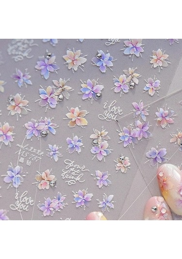 Flybuy Bahar Pembe Zambak Çiçekli Mumluk Kalp 5d Nail Art To4871