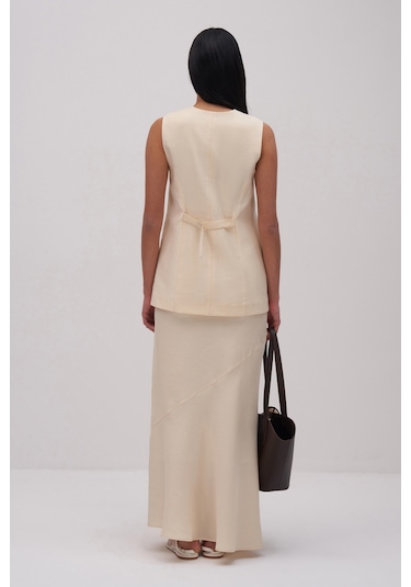 Ekru Luciano Maxi Etek Ekru