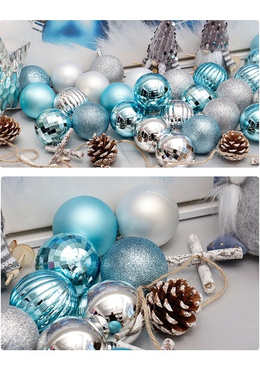 Fosenze Mavi Noel Topları Seti 4cm - 34 Adet Polistiren Ağaç Dekorasyonu