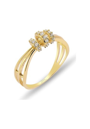 Çgk Kuyumculuk Taşlı Özel Tasarım Altın Yüzük Yaldız