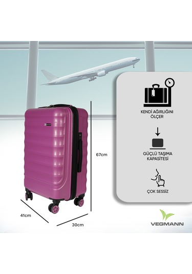 Vegmann Tartılı Scadel Violet Orta Boy Valiz Mor