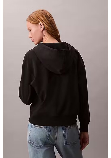 Kadın Regular Fit Fermuarlı Kapüşonlu Sweatshirt - Siyah Black