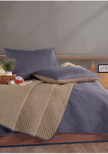 Colors & Colors Dora Çift Kiş. Yatak Örtüsü 220x230 Antrasit Bej Antrasit