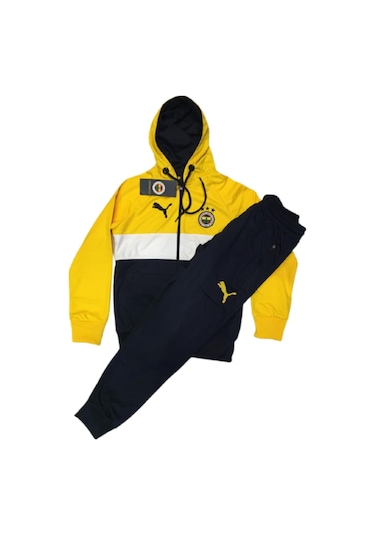 Kısmetsepeti Çocuk 6-16 Yaş Arası Içi Pamuklu Dışı Rüzgar Geçirmez Kumaş Eşofman Takım Sarı Renk