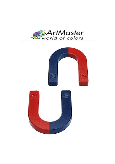 U Şekilli Mıknatıs 4 Adet Deney Malzemesi Kırmızı Mavi Boyalı Mıknatıs Okul Projeleri İçin U Şekilli At Nalı Mıknatıs