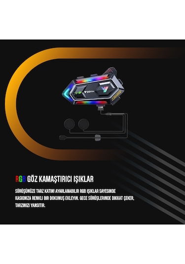 Y20 Max Motorsiklet Intercom Su Geçirmez Kask 2 Kişi Telsiz Bağlantılı Intercom Rgb Intercom