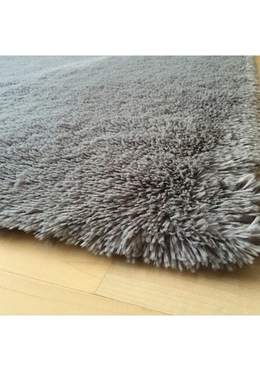 Yamalı Home Tavşan Tüyü Gri Peluş Halı 80 x 300 Cm