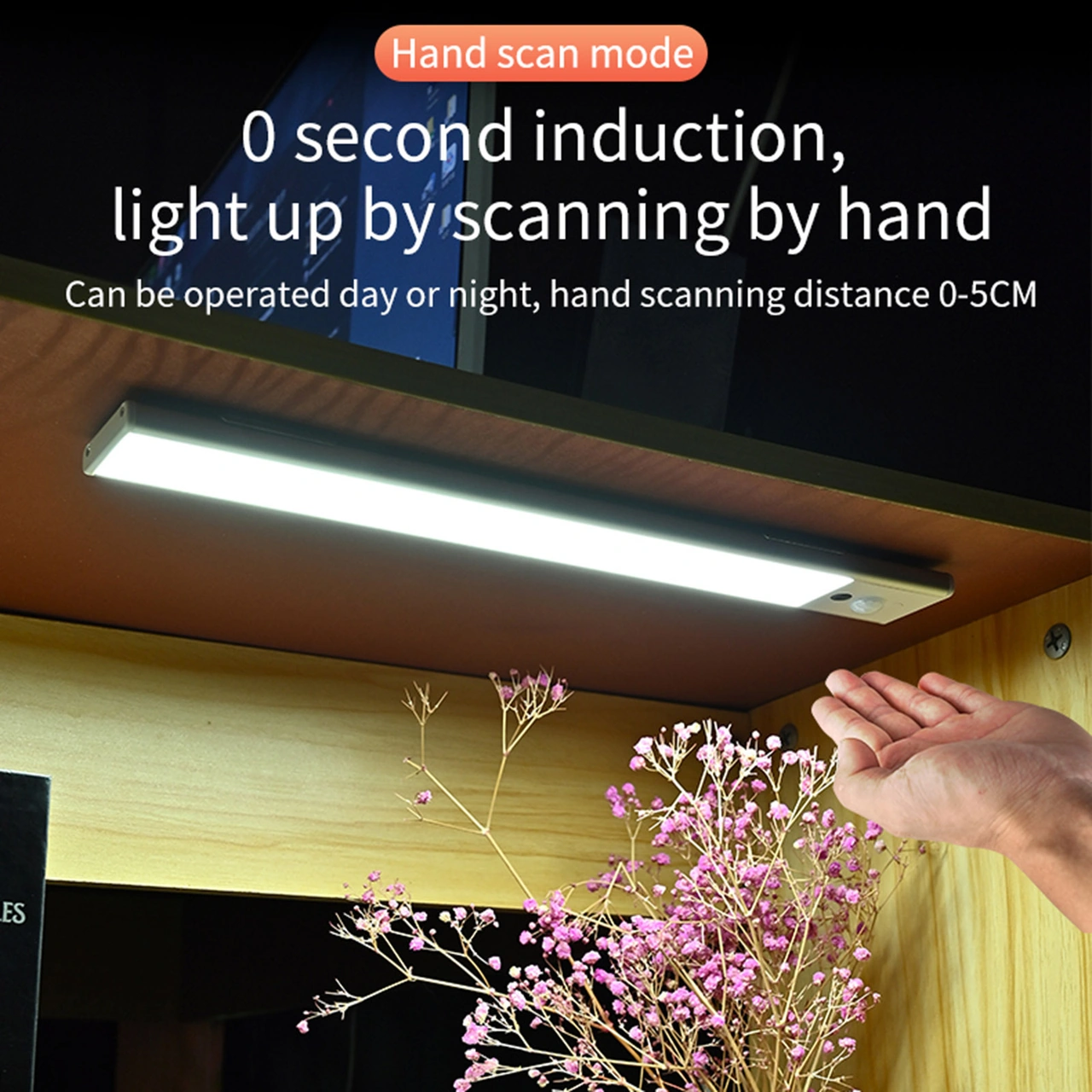 Folinda 20cm Gümüş Üç Renkli Ultra İnce Led Lamba - Vücut Ve El Tarama Sensörlü, Akıllı Otomatik Kapatma, Portatif Dolap/şarap Dolabı Aydınlatması Çok Renkli