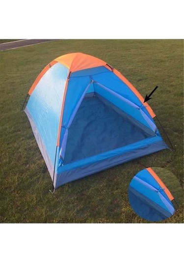 Prestigegoods Outdoor Tek 2 Kişilik Su Geçirmez Kamp Çadırı Mavi - Turuncu 200x140x110 Cm Mavi - Turuncu
