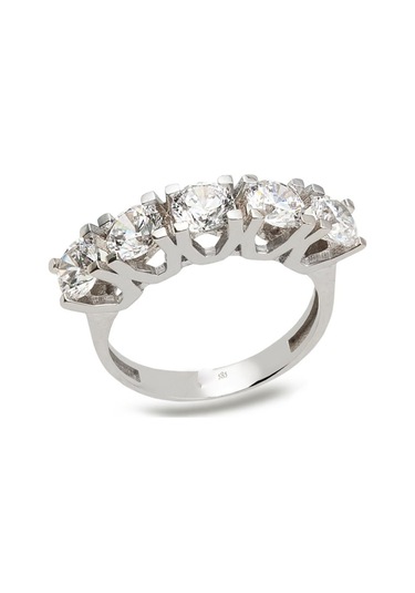 14 Ayar Beyaz Altın Beştaş Yüzük (144423157)