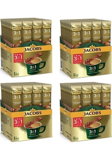Jacobs 3'ü 1 Arada Gold Yumuşak Lezzet Kahve 4'lü 40 x 18 G