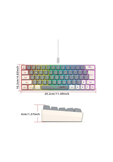 Hxsj V400 Kablosuz Renk Eşleştirme Rgb Arka Işık Membran Klavye 63 Anahtar Kapak, Kablolu Uzunluk: 1.7m Gri + Bej 2 Renkli
