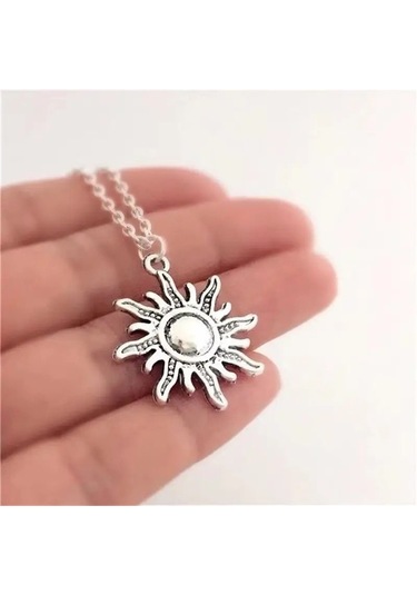 Herşey Nota Güneş Kolye Kadın Erkek Örme Zincir