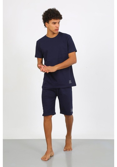 Akbeniz Erkek Pamuk Lakost Alt Üst Kaprili Pijama Takım Lacivert 6873 Lacivert