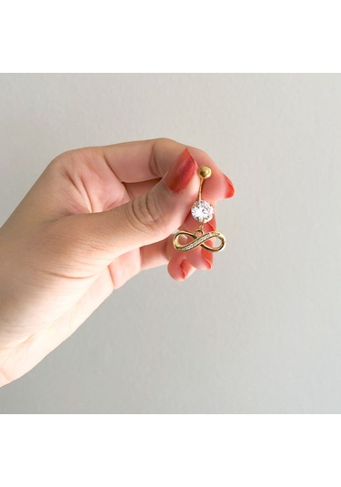 Ferizz Altın Kaplama Zirkon Taşlı Sonsuzluk Piercing Prc-127 Altın