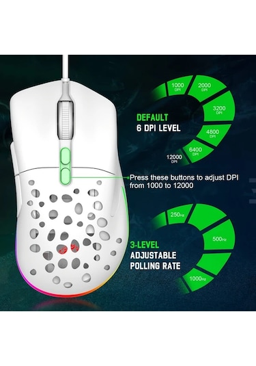 Techbloom Zıyoulang White Kablolu Oyun Faresi Modüler 2 Degisebilir Kapak Ayarlanabilir Agirlik 7 Programlanabilir Tus Rgb Aydinlatma -