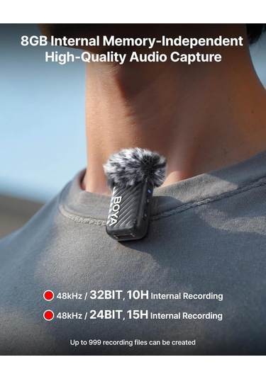 Boya Boyamic 2-02 Profesyonel Çift Mikrofonlu Mfi Sertfikalı Dahili Hafızalı Kablosuz Mikrofon