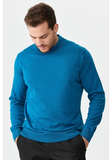 Erkek Basic Yarım Balıkçı İnce Triko Kazak A.petrol A.petrol