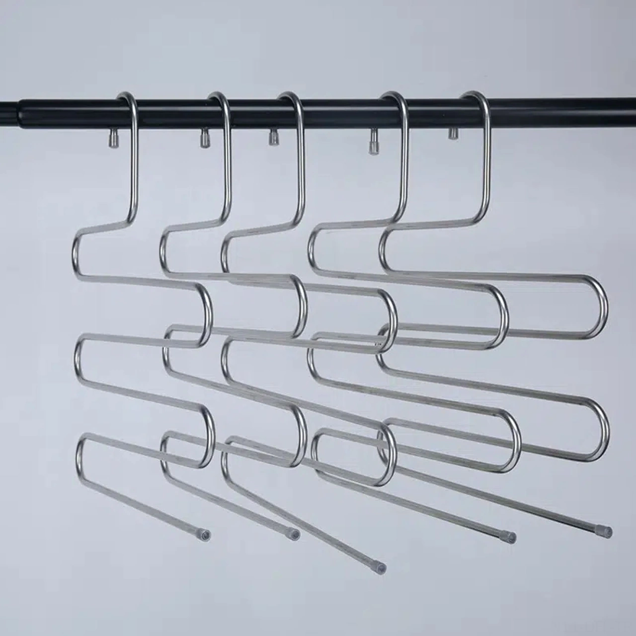 Dofolink Stainless Steel S-şekilli Çok Amaçlı Giyim Rafı - Pantolon, Atkı, Bel Bantı Saklama - 5 Çift Kapasite - Boşluk Tasarrufu - Dayanıklı Ve Pas Koruyucu Gümüş